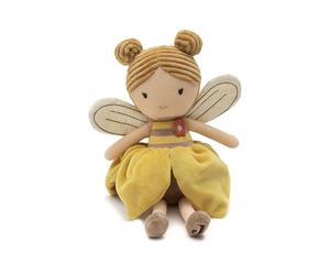 Jollein Peluche de Abeja Lily con Vestido - 32 cm - Muñeca de Peluche Suave de Algodón - Lavable a Mano - Regalo para Bebé y Niños