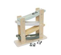 Jollein Pista de bolas de madera para coches - On The Go - Pista de carreras con 4 coches de madera - Promueve la motricidad y la coordinación - Juguetes para coche - Idea de regalo para niños - Rampa