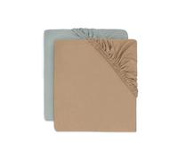 Jollein Sábana Bajera Ajustable de Punto, para la Cuna del niño, Verde mar, 2 Unidades, 60 x 120 cm, 100% algodón, Certificado Öko-Tex