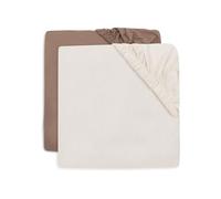 Jollein Sábana Bajera Ajustable Jersey - para Cama Infantil - Milky Coffee/Ivory - Paquete de 2-60x120cm - Sábana Bajera Ajustable de algodón - Certificación Oeko-Tex