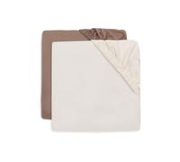 Jollein Sábana Bajera Ajustable Jersey - para Camas Infantiles - Milky Coffee/Ivory - Paquete de 2-70/75 x 140/150 cm - Sábana Bajera Ajustable de algodón - Certificación Oeko-Tex