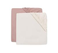 Jollein Sábana Bajera Ajustable Jersey - para cunas - Wild Rose/Ivory - Paquete de 2-40/50 x 80/90 cm - Sábana Bajera Ajustable de algodón - Certificación Oeko-Tex