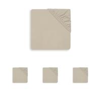 Jollein - Sábana Bajera Beige - Jersey katoen - Jersey katoen - Beige (Paquete de 4)