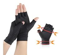 Jolliman Open Finger Arthritis Copper Compression Gloves | Relieve Arthritis Symptoms, Touch Screen Gloves, with High Copper Content, Relieve Pain (Large)