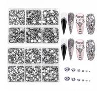 Jollin 4824 piezas de diamantes de imitación con parte trasera plana, piedras preciosas para arte de uñas, 6 tamaños ss6~ss30 hematita azabache