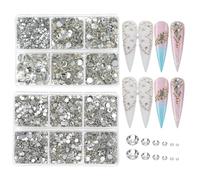 Jollin 4824 piezas de diamantes de imitación con parte trasera plana, piedras preciosas para arte de uñas, 6 tamaños ss6~ss30 cristal