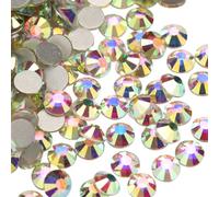 Jollin Cristal de Espalda Plano Vidrio pedrería Gemas de diamantes redondos Strass para decoración de uñas, SS12 1440pcs, Cristal AB