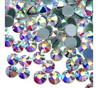 Jollin Hot Fix Diamantes de imitación de cristal con espalda plana Diamante redondo Gemas Strass, 7.2mm, SS34 288pcs, Crystal AB