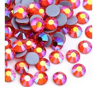 Jollin Hotfix Strass 288 Piezas - Diamantes de imitación Hotfix a Granel, Hot fix Rhinestones Gemas Diamantes Termoadhesivos para Ropa, Manualidades y Deslumbrante, 6,4mm(SS30, Orange Siam AB)