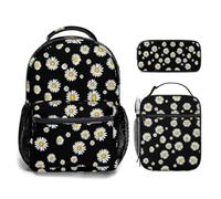 Jollitot Mochila para niños con fiambrera, ligera, juego de 3 unidades, Margarita, 3 Set, Floral