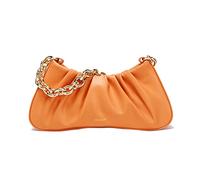 JOLLQUE Bolso de hombro para mujer, bolsos pequeños de cuero albóndigas, monedero, monederos de embrague de noche cadena de oro, naranja