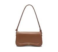 JOLLQUE Crescent - Bolso de hombro para mujer, pequeño bolso de mano con correa de cuero, bolso cruzado único de diseño moderno, Marrón