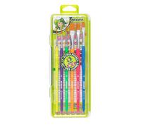 Jolly Juego de 6 Pinceles Triangulares, Mango ergonómico, diseño de neón, optimizado para niños, Pelo sintético, Apto para Acuarelas, Ideal para Colorear, Pinceles Escolares, Suministros de guardería