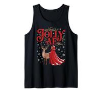 Jolly AF Christmas Retro Girl Deer Vintage Pajama Humor Camiseta sin Mangas