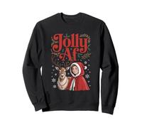 Jolly AF Christmas Retro Girl Deer Vintage Pajama Humor Sudadera