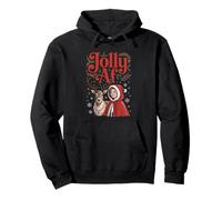 Jolly AF Christmas Retro Girl Deer Vintage Pajama Humor Sudadera con Capucha