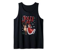 Jolly AF Christmas Retro Girl Deer Vintage Pajama Women Camiseta sin Mangas