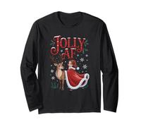 Jolly AF Christmas Retro Girl Deer Vintage Pajama Women Manga Larga