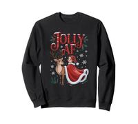 Jolly AF Christmas Retro Girl Deer Vintage Pajama Women Sudadera