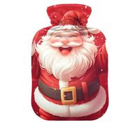 Jolly - Botella de agua caliente de Papá Noel con cubierta suave, calentador de pies con funda suave, bolsa de agua caliente para aliviar el dolor, 1 litro