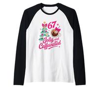 Jolly Caffeinated Coffee Creme Xmas Tree 67 Six Seven Meme Camiseta Manga Raglan