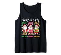 Jolly Christmas in July Beach Santa Gráfico Camiseta sin Mangas