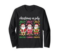 Jolly Christmas in July Beach Santa Gráfico Manga Larga