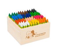 JOLLY Classpack Wood, Painty, Basic Colours, caja de madera con 144 ceras, 12 colores básicos, lavable y no tóxico, punta extra gruesa, ideal para la escuela y la guardería