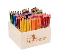 JOLLY Classpack - Wood, Supersticks Delta, Basic Colours, caja de madera con 144 lápices de colores, 12 colores básicos, irrompible y no tóxico, forma triangular ergonómica, ideal para la escuela y la