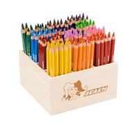 JOLLY Classpack - Wood, X-Big, Basic Colours, caja de madera con 144 lápices de colores, 12 colores básicos, irrompible y no tóxico, mina extragruesa, ideal para la escuela y la guardería