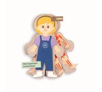 Jolly Designs Travel Buddy - Juguete educativo interactivo para el cuerpo humano, juguete Montessori de fieltro, promueve la motricidad fina y el conocimiento corporal, ideal para viajes