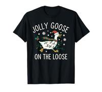 Jolly Goose On The Loose Funny Christmas Holiday Goose Camiseta