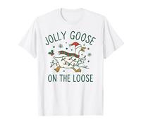 Jolly Goose On The Loose Funny Christmas Holiday Goose Camiseta