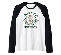 Jolly Goose University Silly Funny Christmas Holiday Goose Camiseta Manga Raglan