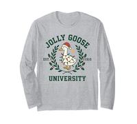 Jolly Goose University Silly Funny Christmas Holiday Goose Manga Larga