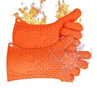 Jolly Green Products Guantes de Horno para barbacoas. Los Mejores Guantes asados Resistentes al Calor Protección Completa para Dedos, Manos, muñecas. 3 Dimensiones L/XL Naranja