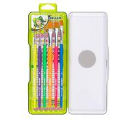 Jolly Juego de 6 Pinceles Triangulares, Mango ergonómico, diseño de neón, optimizado para niños, Pelo sintético, Apto para Acuarelas, Ideal para Colorear, Pinceles Escolares, Suministros de guardería