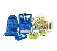 Jolly - Juego de mochila escolar ergonómica, flexible, 46 piezas, incluye bolsa de gimnasio, penal y penal de resorte, espalda ajustable en altura con sistema de empuje, ajustable al tamaño del niño