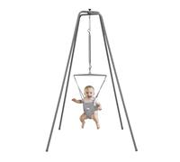 Jolly Jumper Elite (Grey) Baby Exerciser - Sturdy Frame, 6 ft Tall Stand Baby Jumper, Indoor and Outdoor Exercise Saddle Seat, Adjustable Height, for Infants up to 28 lbs