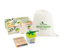 JOLLY Kita/Kiga starter pack, 20 lápices de colores naturales extragruesos, solubles en agua, incl. 2 pinceles, Aqua-Boxx y bolsa de almacenamiento