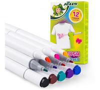 JOLLY Marcador textil, recambio de aerógrafo textil o como bolígrafo textil normal, 12 colores con punta gruesa y fina, para textiles de todo tipo, lavable a máquina después de la fijación, multicolor