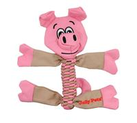 Jolly Pets Animal Flathead Tug/Squeak Dog Toy, Cerdo; Grande