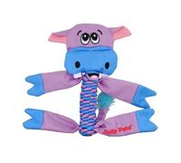 Jolly Pets Animal Flathead Tug/Squeak Juguete para perro, hipopótamo, mediano