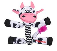 Jolly Pets Animal Flathead Tug/Squeak Juguete para perro, vaca; mediano