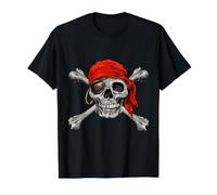 Jolly Roger - Calavera Pirata y Huesos Cruzados para Halloween Camiseta gráfica económica, Hombre, Negro, XL