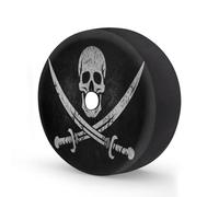 Jolly Roger - Cubierta de neumático de repuesto con calavera pirata con agujero para cámara de respaldo, esqueleto grunge, impermeable, para remolque, RV, SUV, camión y muchos vehículos de 15 pulgadas