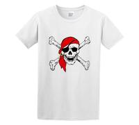 Jolly Roger Skull & Crossbones Pirate Flags Unisex T-Shirt Printed tee White Mens Top Shirt 3XL