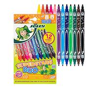 Jolly Rotuladores Superstar DUO | una punta gruesa y una fina | Lavables | 12 unidades en estuche de cartón