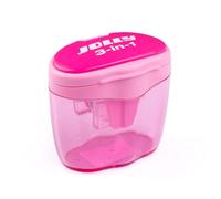 JOLLY Sacapuntas 3 en 1 rosa - sacapuntas combinadas para lápices redondos, hexagonales y triangulares, para lápices estándar y X-BIG, con caja colectora, sacapuntas para escuela, oficina y