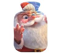 Jolly Santa - Botella de agua caliente roja con cubierta suave, calentador de pies con funda suave, bolsa de agua caliente para cuello, hombros y calambres menstruales, 1 litro